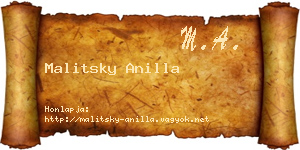 Malitsky Anilla névjegykártya